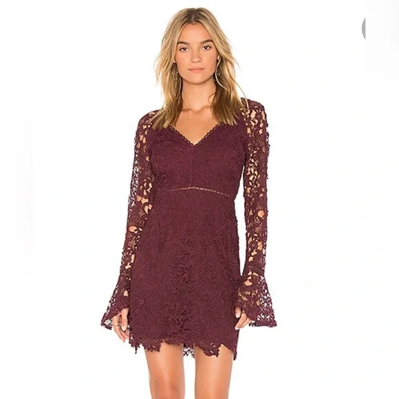 knee length dresses for ladies Ruffle V-Neck Lace Mini Dress